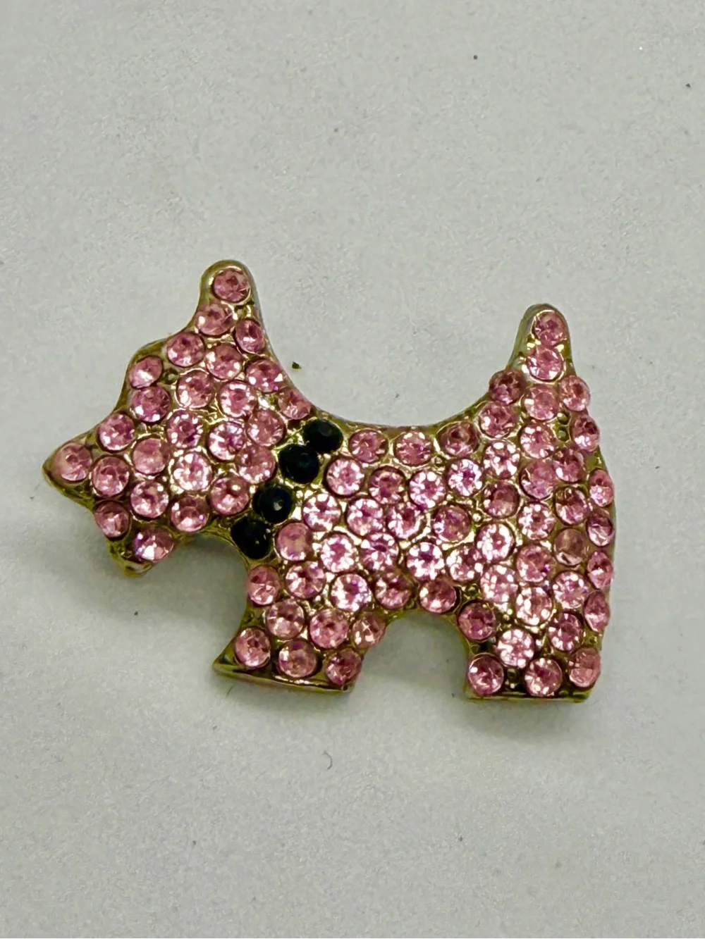 Scottie Dog Brooch Pink Rhinestone  Scottish Terrier Pin Kawaii Puppy Jewelry